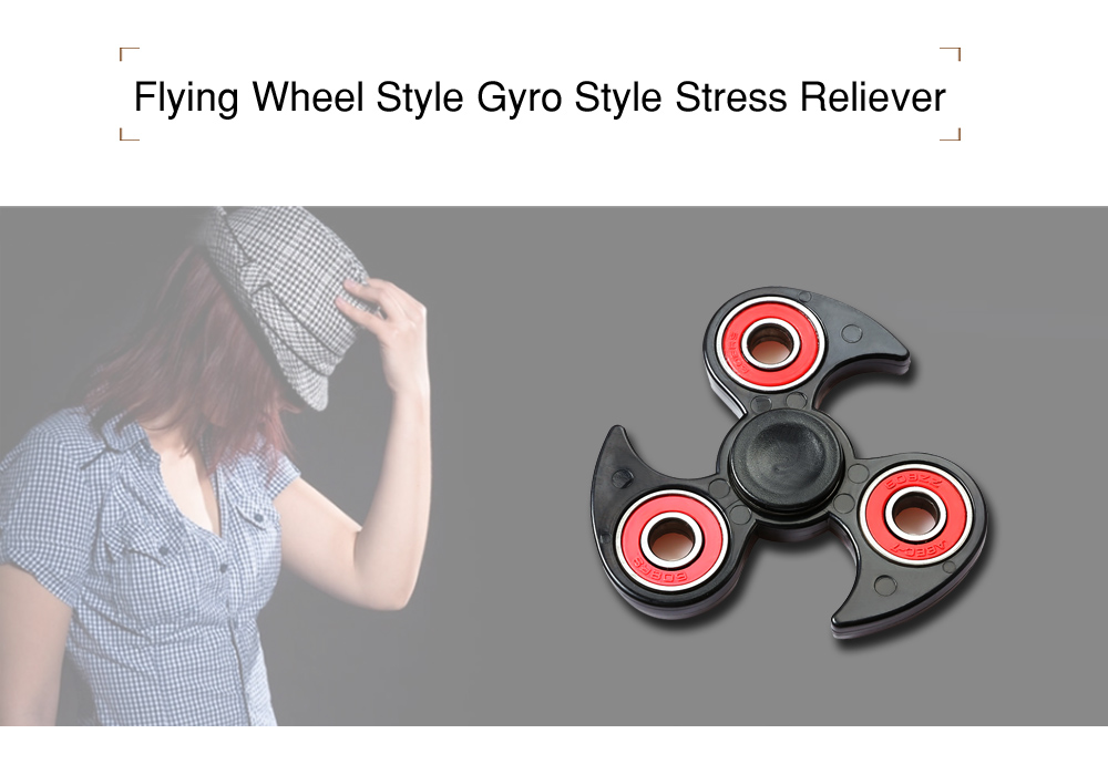 Fly-wheel Gyro Fidget Spinner Stress Reliever Pressure Reducing Toy for Office Worker - Black