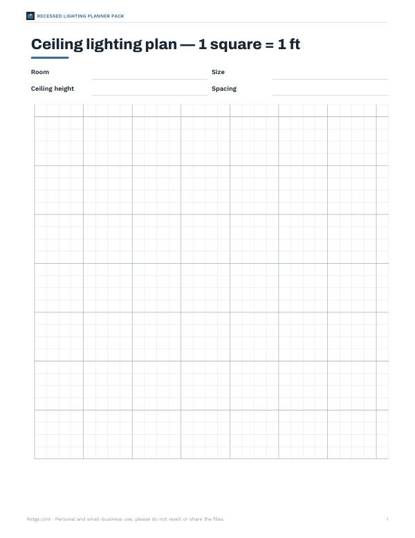 Preview of Printable Ceiling Lighting Plan Grid